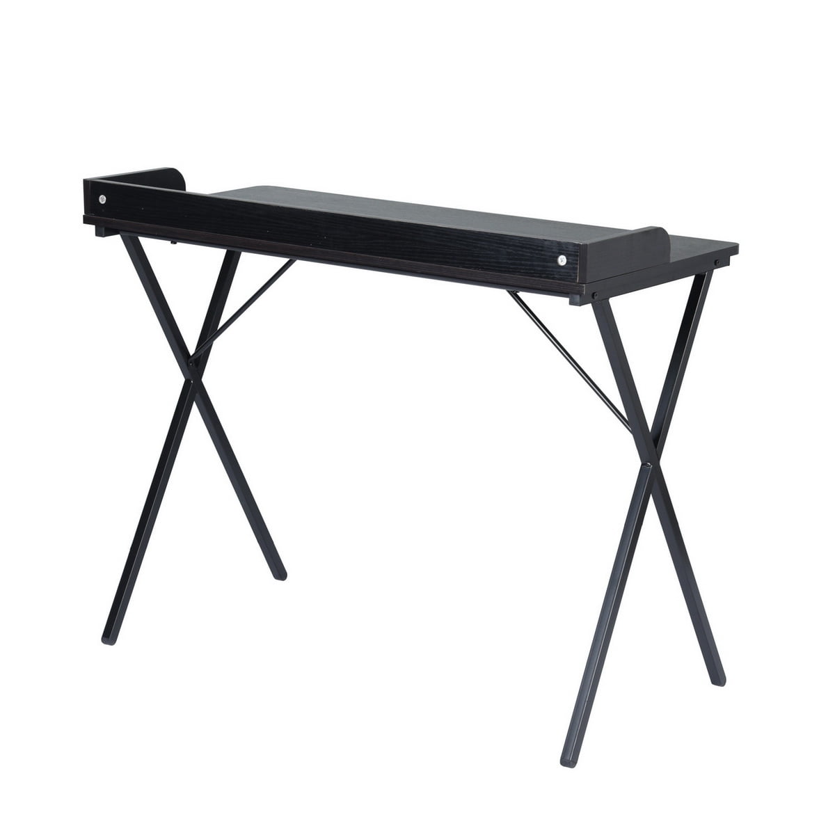 Computer Desk, X-Shaped Metal Legs Gaming Desk with Pegboard & Raised Baffle, Glossy MDF Workstation for Home Office Study