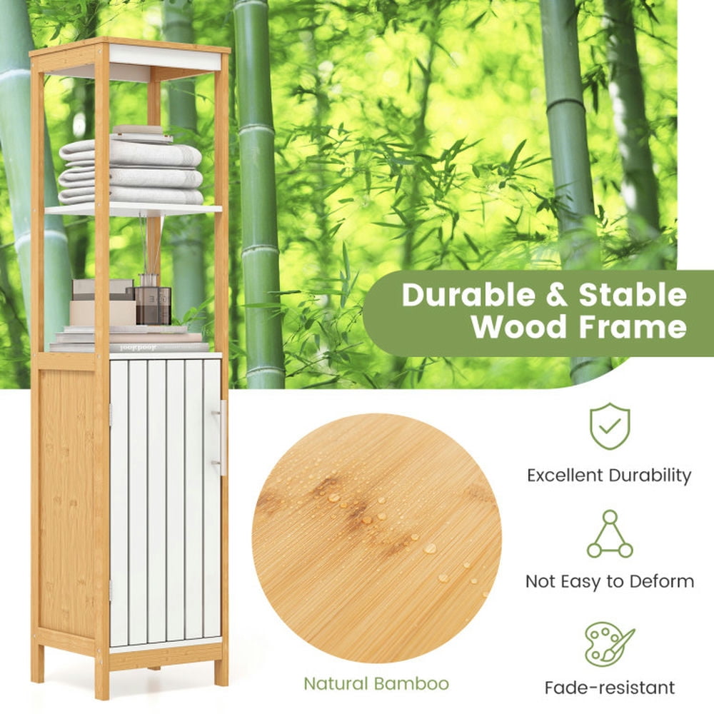 Finihen Bathroom Storage Cabinet, Bathroom Floor Cabinet, Bathroom Floor Cabinet with Door Shelves Adjustable Shelf, for Bathroom, Living Room, Bedroom, Kitchen, Natural Finihen Bathroom Storage Cabinet, Bathroom Floor Cabinet, Bathroom Floor Cabinet with Door Shelves Adjustable Shelf, for Bathroom, Living Room, Bedroom, Kitchen, Natural