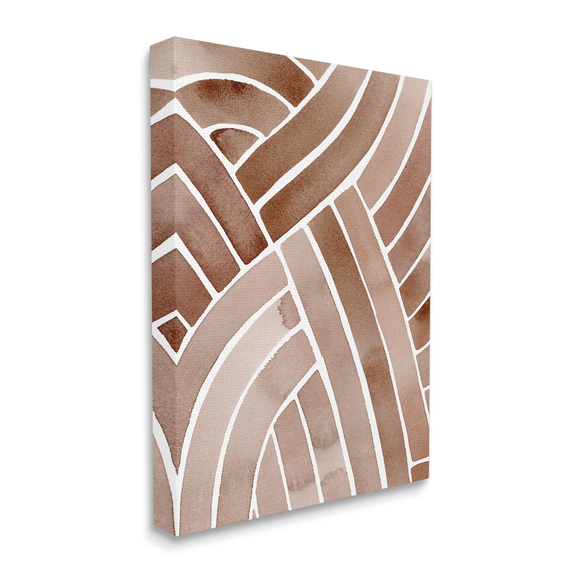 Stupell Industries Modern Brown Intertwining Lines Stripes Watercolor Detail Painting Gallery Wrapped Canvas Print Wall Art, Design by Grace Popp