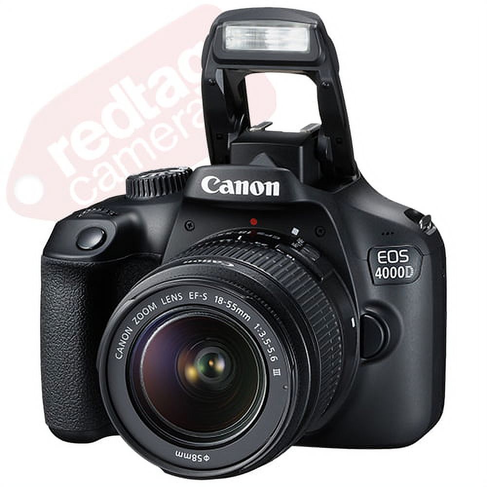 Canon EOS 4000D / Rebel T100 SLR Camera + 3 Lens Kit 18-55mm+ 16GB+ Flash & More - image 5 of 9
