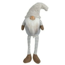 Northlight Dangling Leg Sitting Gnome Christmas Figure - 7.5" - Gray and Beige