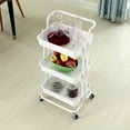 thumbnail image 4 of Mistaha 3 Tier Rolling Metal Utility Cart on Wheels Moveable Storage Organizer Cart Multi-Functional Mobile Storage Shelves Basket for Bedroom, Kitchen, Bathroom, Office, Nursery Room, Pantry, 4 of 8
