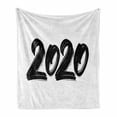 thumbnail image 1 of New Year Soft Flannel Fleece Throw Blanket, Monochromatic Illustration of Handwritten 2020 Brush Paint Style Print, Cozy Plush for Indoor and Outdoor Use, 50" x 60", Charcoal Grey White, by Ambesonne, 1 of 6