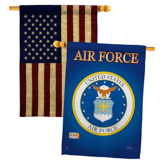 Breeze Decor BD-MI-HP-108054-IP-BOAA-D-IM10-AF 28 x 40 in. Military Impressions Decorative Vertical Double Sided USA Vintage Air Force Americana Applique House Flags - Pack of 2