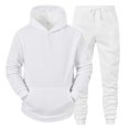 thumbnail image 1 of 2Pcs/Set Long Sleeve Elastic Waist Mid-rise Thickened Sportswear Set Men Winter Solid Color Pockets, 1 of 5