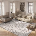 thumbnail image 3 of SAFAVIEH Florida Doug Floral Vines Geometric Shag Area Rug, Ivory/Beige, 3'3" x 5'3" - Transitional Modern Design, Ivory & Beige, Non-Shedding & Easy Cleaning, Ultra Plush Thick Pile, Ideal for Livin, 3 of 13