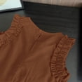 thumbnail image 7 of Girls Sleeveless A-Line Dress Kids Kids Ruffled Hem Pleated Bodice Soft Stretch Breathable Casual Church Summer Outfit Coffee,Size 5-6 T, 7 of 7