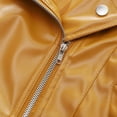 thumbnail image 5 of Lilgiuy Little Girls Faux Leather Coat Winter Casual Solid Color Long Sleeve Lapel Outwear Motorcycle Short Jacket Clothing Yellow, 5 of 5