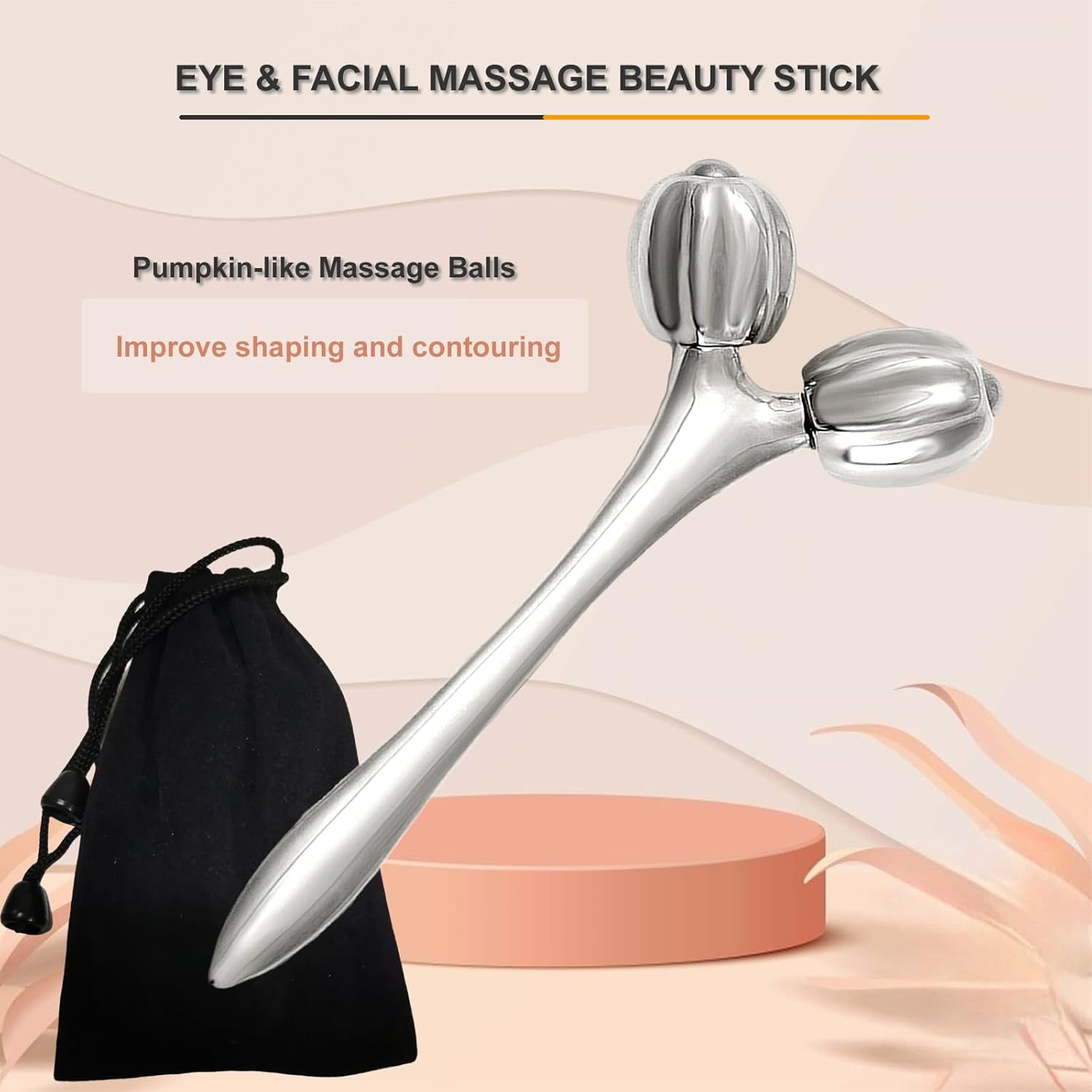 Face Roller Guasha Tool for Face, Facial Roller Massager Reduce Wrinkles in Neck Eyes, Stainless Steel Guasha Set for Face Body Massager Chin Lift Skin Tightening (Silver SType)