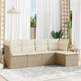 thumbnail image 1 of vidaXL 5 Piece Garden Sofa Set with Cushions Beige Poly Rattan, 1 of 5