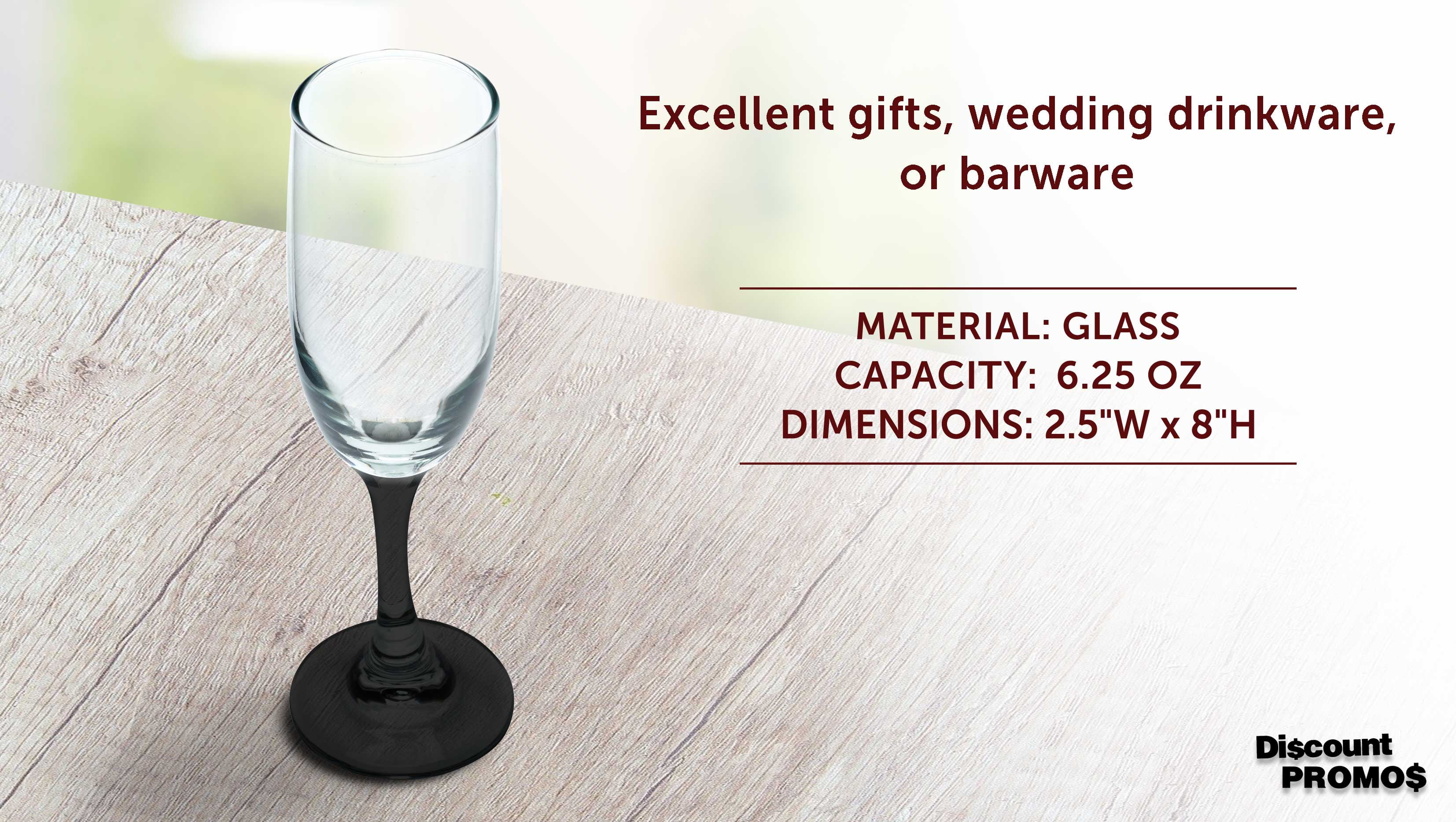 Champagne Flute 6.25 oz Set of 10, Bulk Pack - Great for Cocktails, Weddings, Party Favors - Black
