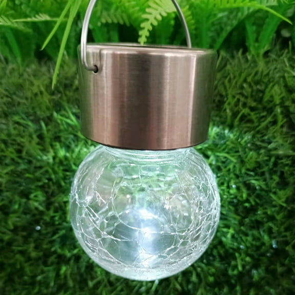 JMYHOAM Solar Lights Outdoor Outdoor Solar Crack Ball Chandelier Glass Hanging Lantern Garden Lamp Outdoor Lights