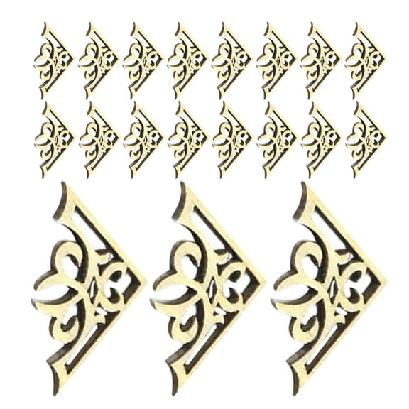 Raindrops Beige Wooden Photo Frame Corners for Home Decor, 50 Pieces Versatile Craft Supplies