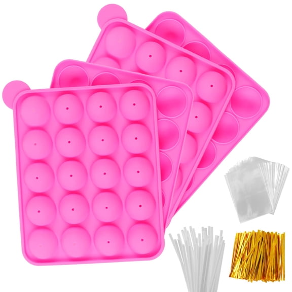 Cake Pop Kit - 2 Pcs Cake Pop Mold With 40Pcs Cake Pop Sticks and 100Pcs Wrappers, Cake Pop Maker Supplies for Lollipops, Hard Candy, Chocolate