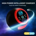 thumbnail image 2 of Mistaha High-Power Portable Car Battery Charger for Vehicles - FOXSUR 12V24V 300W Round Ball Model with 20A Output, 7-Stage Automatic Charging System, Microprocessor Control - Red Color, US Plug,, 2 of 7