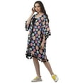 thumbnail image 4 of Moomaya Front Open Printed Shrug 3/4 Sleeve Georgette Beach Cover Up For Women, 4 of 6