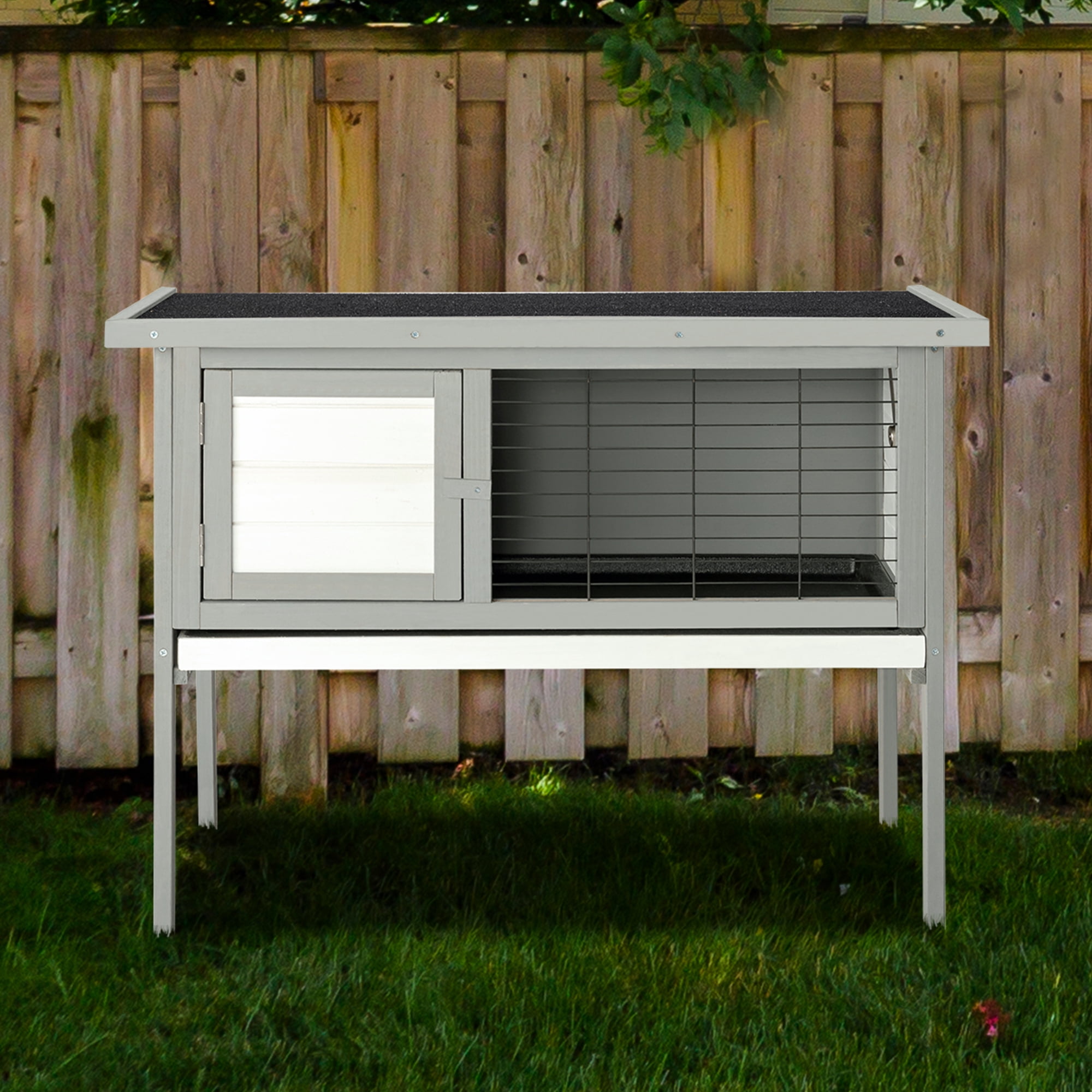 Pefilos 36" Rabbit Hutch for Indoor Wooden Pet Cages Bunny, Guinea Pig House Rabbit Cage, Gray