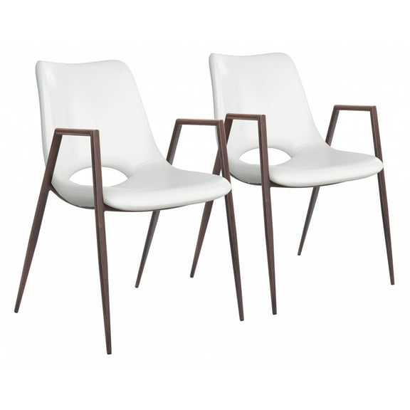 Set of Two White Retro Modern Funk Dining Chairs