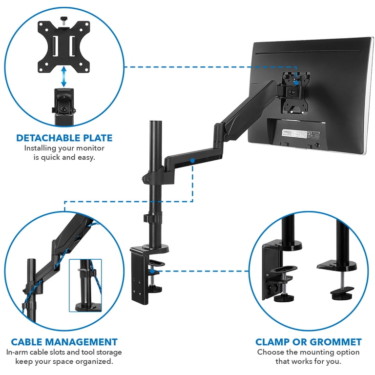 Monitor Mount Adapter Suptek Single Head VESA Pole Monitor Mount ...