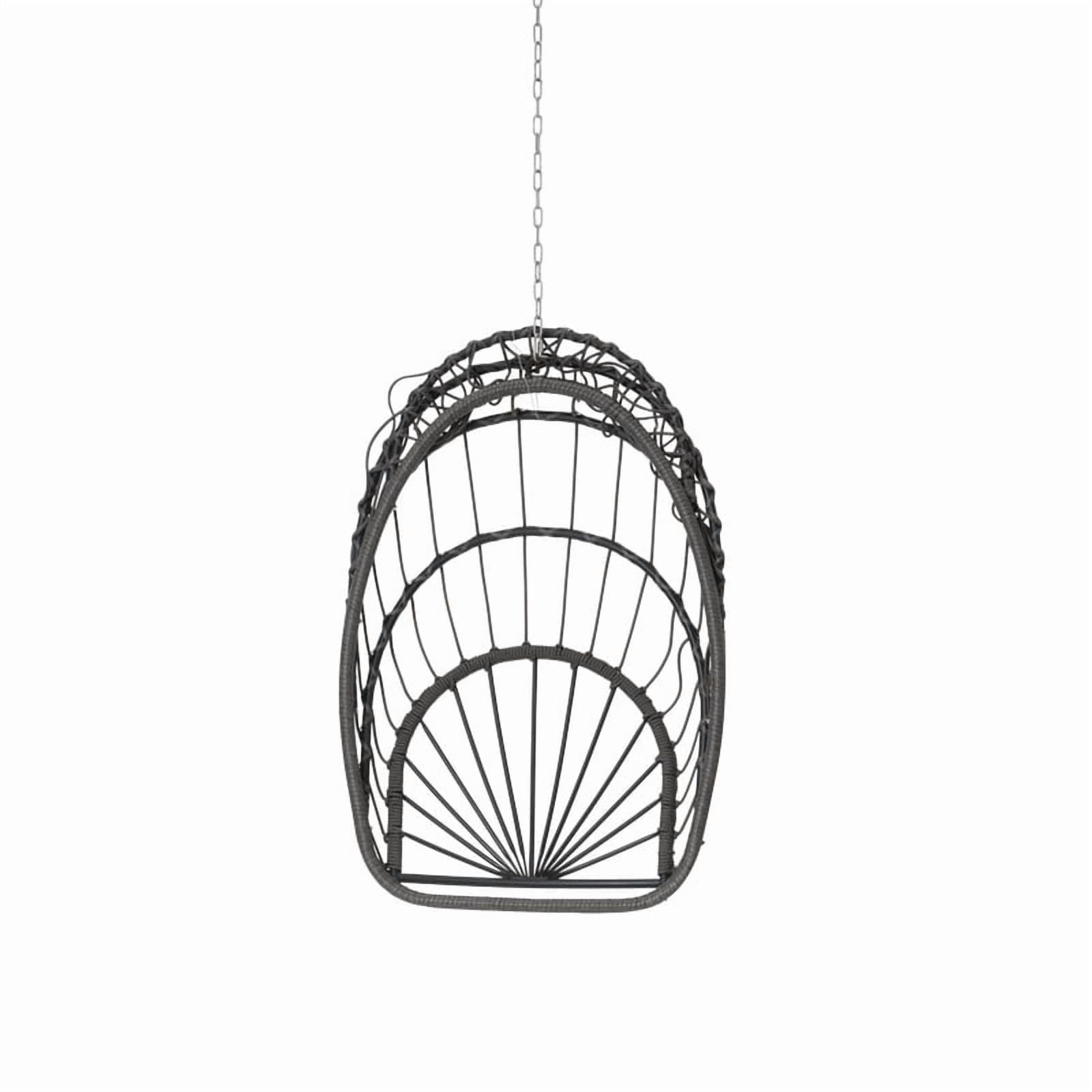 Hanging Egg Chair Without Stand, Indoor Outdoor Wicker Rattan Swing Egg Chair with Hanging Chain, Hammock Chair with UV Resistant Cushion