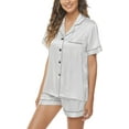 thumbnail image 4 of DOPI Button Down Satin Short Pajamas Set for Women 2 Piece Tops & Shorts Sleepwear Lounge Set, 4 of 6
