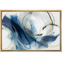 wall26 Framed Canvas Print Wall Art Pastel Blue Grunge Brush Stroke Collage Abstract Shapes Illustrations Modern Art Decorative Bohemian Multicolor for Living Room, Bedroom, Office - 24"x36&quot