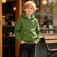 thumbnail image 6 of fatyb Boys Zip up Hoodies Casual Long Sleeve Hooded Sweatshirt Kids Fleece Lined Jacket Outdoor Wear, 6 of 7