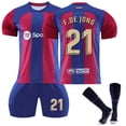 thumbnail image 1 of GZSL 2324 Barcelona Home Football Training Kit, Number # 21 Soccer Jerseys & Tops, Colorful Short-Sleeve Adult Football Jersey with Gold Lettering Three-Piece Set/M, 1 of 6