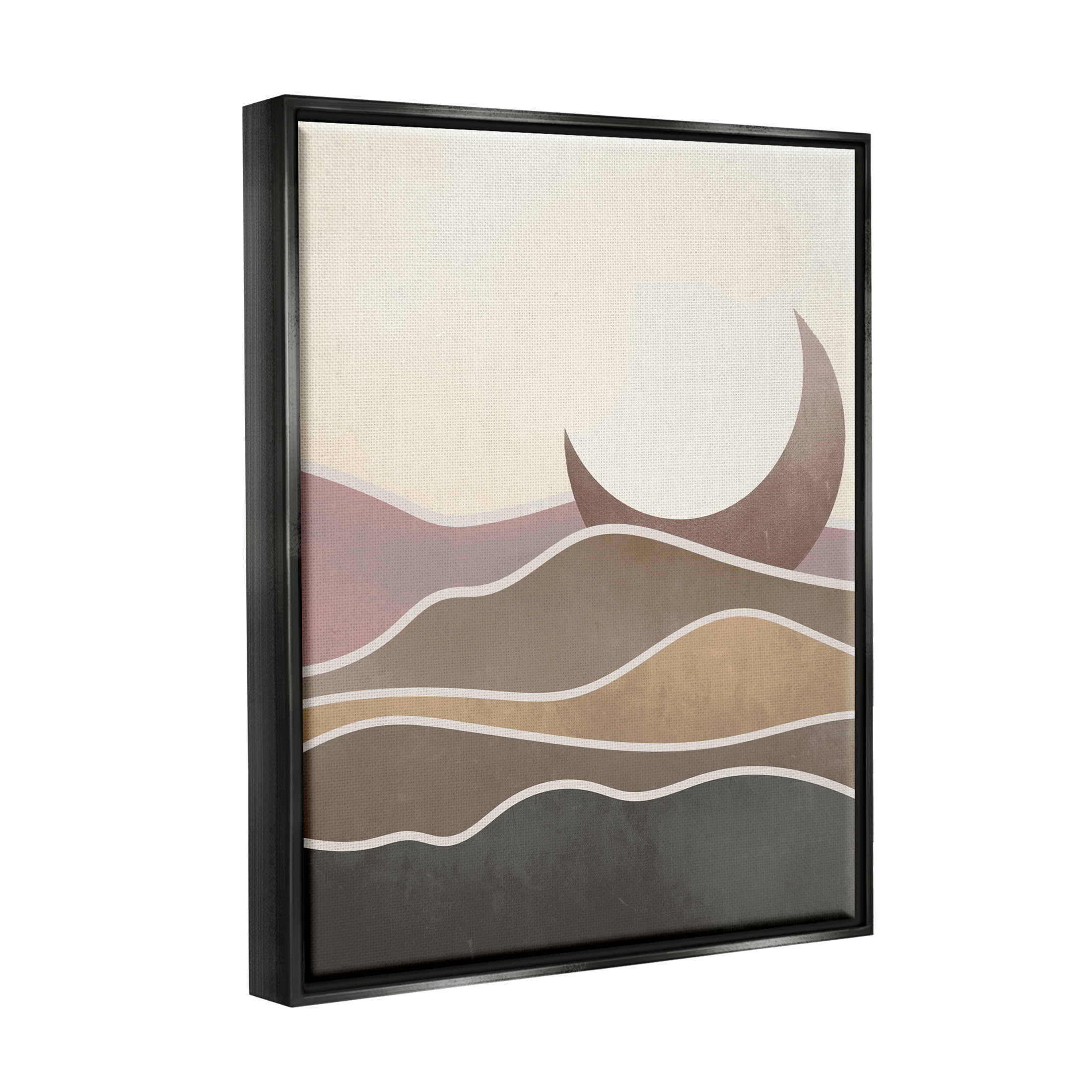 Desert Moon Sand Dunes Scenery Landscape Graphic Art Jet Black Framed Art Print Wall Art