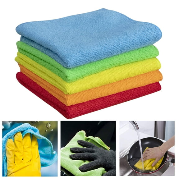 6 Pack Microfiber Cleaning Towels, Multipurpose Absorbent Cloths for Kitchen, Car, Windows, and Housekeeping, 11.8x11.8 Inch, Lint-Free & Streak-Free Reusable Cleaning Rags