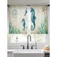 thumbnail image 2 of Vintage Ocean Sheer Curtains 54 Inch Long 2 Panels, Seahorse Starfish Seagrass Compass Nautical Light Filtering Rod Pocket Curtains, Sheer Voile Drapes for Living Room Bedroom, 52"x54", 2 of 8