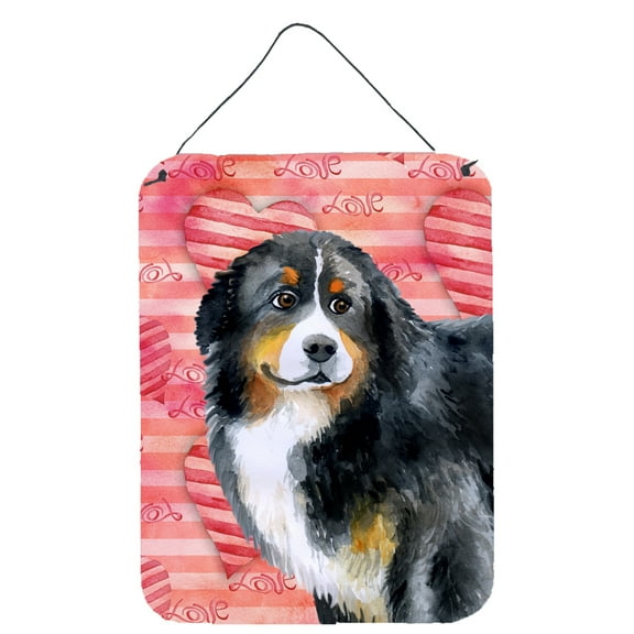Carolines Treasures BB9732DS1216 Bernese Mountain Dog Love Wall or Door Hanging Prints Red 12WX16H multicolor