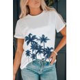 thumbnail image 2 of POGLIP Women's White Tropical Plant Pattern Print Short Sleeve T Shirt, 2 of 6