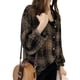 thumbnail image 4 of Camisa a cuadros Mujer Blusa de manga larga de primavera Botón Top informal suelto, Negro, M Inevent AP001367-02, 4 of 7