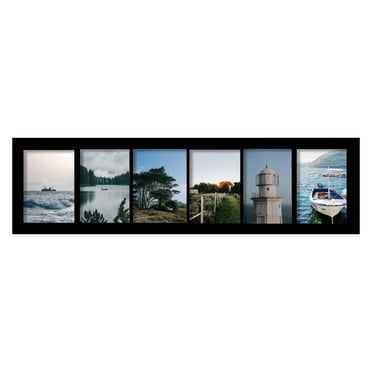Decorative Handcrafted Wood Wall Hanging Collage Picture Frame with 6-5 x 7 Inch Openings Black
