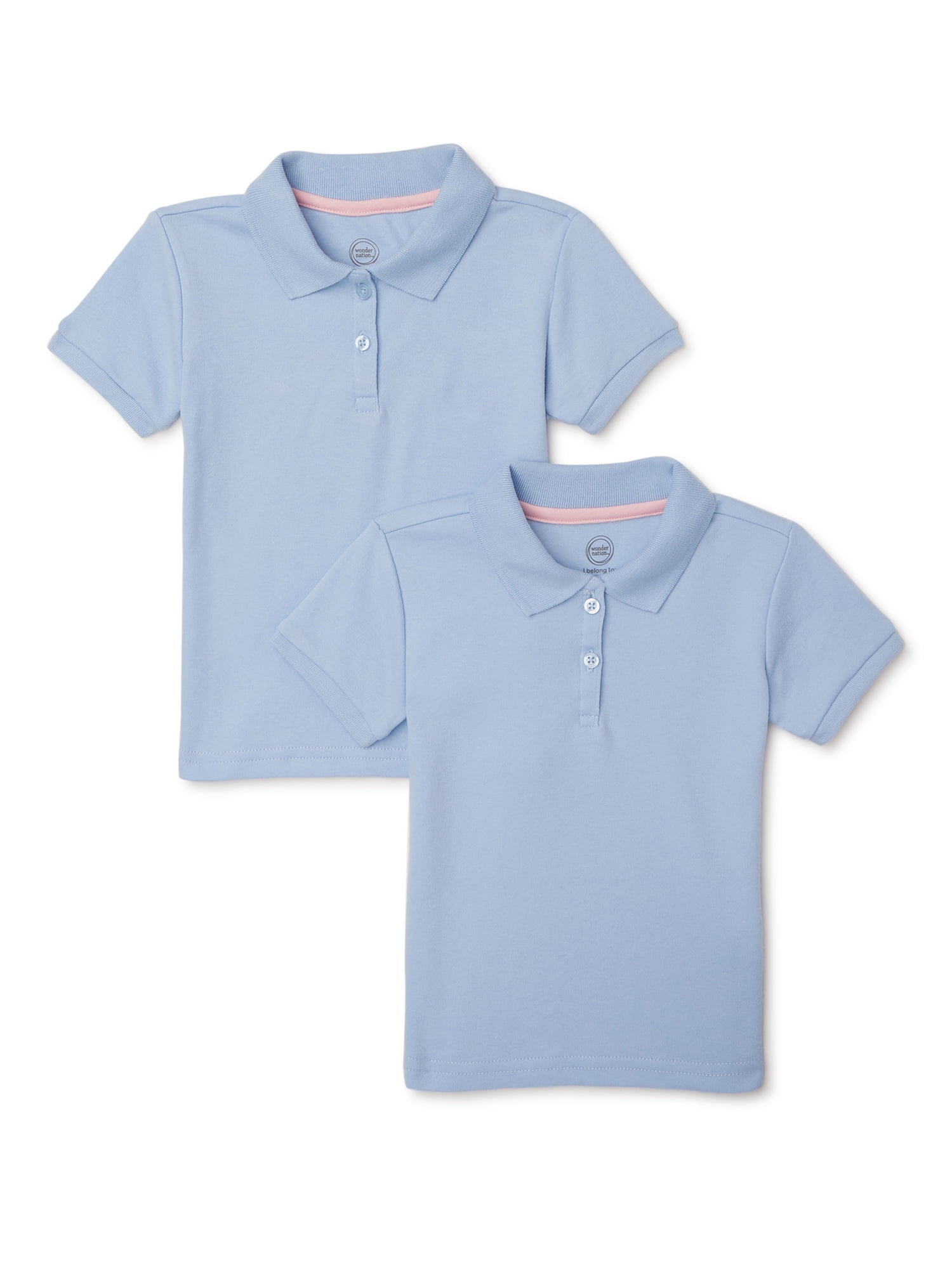 Essentials Girls and Toddlers' Uniform Short-Sleeve Interlock Polo Shirt Multipacks 