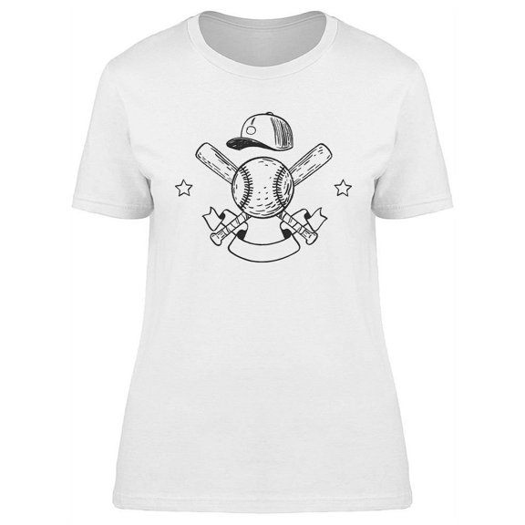 Crossed Baseball Bats And Ball T-Shirt Women -Image by Shutterstock, Female 3X-Large