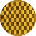 thumbnail image 1 of Ahgly Company Indoor Round Checkered Yellow Modern Area Rugs, 7' Round, 1 of 4