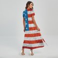thumbnail image 2 of Rough Usa Flag Printed Short Sleeve Maxi Dress, American Flag Fashion Summer Maxi Dress For Women. Gifts For Us Independence Day, 4Th Of July, 2 of 4