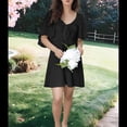 thumbnail image 4 of Vestido Mini Elegante con Escote en V Profundo y Lazo en Color Negro L, 4 of 8