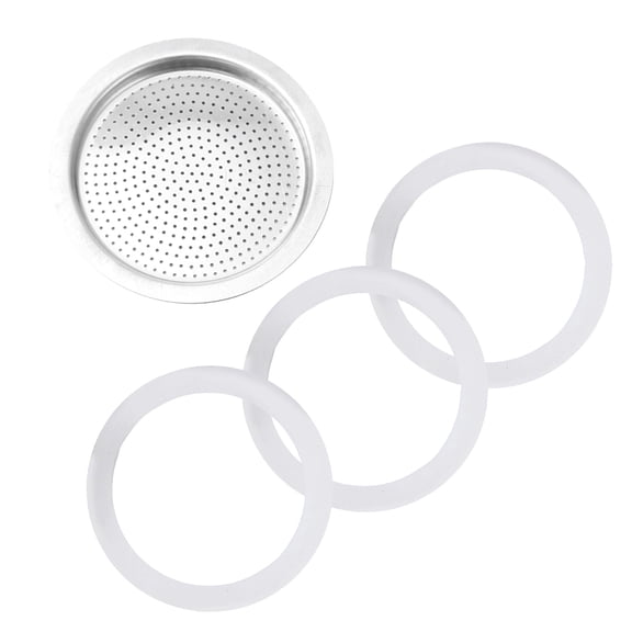 4Pcs Espresso Pots Replacement Aluminium Filter Disk And Silicone Gaskets Seals For Espresso Pots