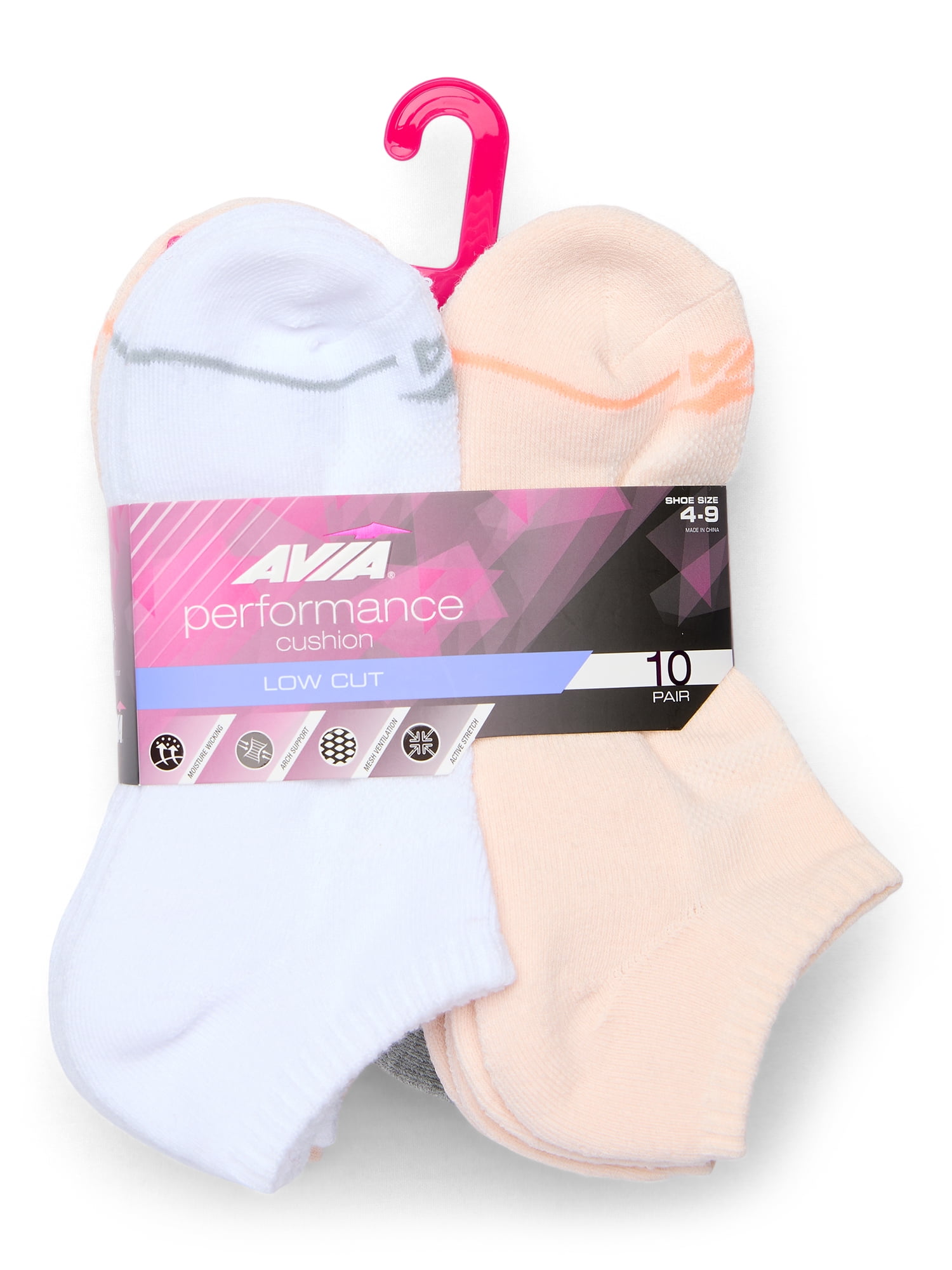 Avia Women's Performance Cushioned Low Cut Socks, 10-Pack