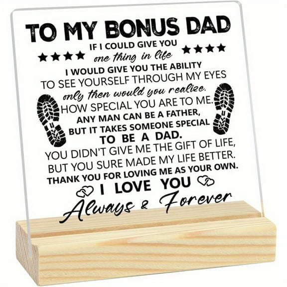 Bonus Dad Gifts Fathers Day Christmas Gifts Birthday Gifts for Papa Fathers Stepdad Bonus Dad Best Bonus Dad Gifts Acrylic Decor Signs for Home Office 4Inches