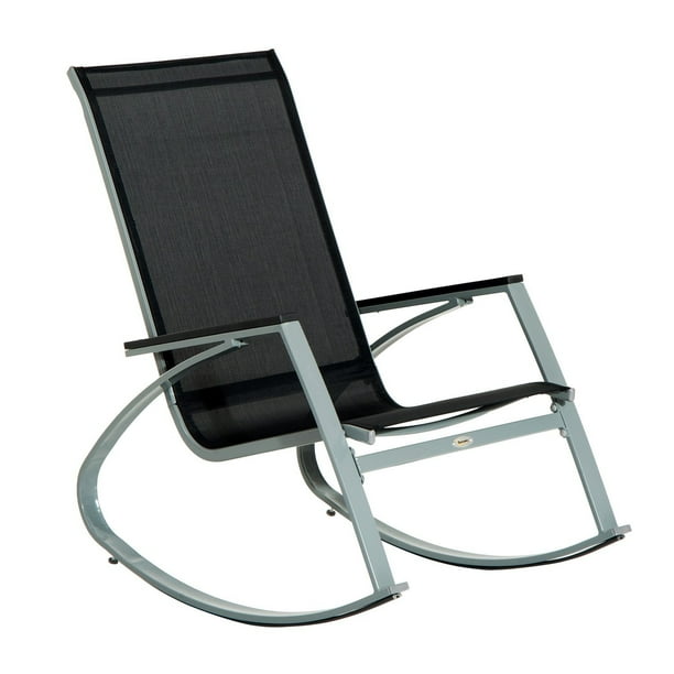 Outsunny Outdoor Modern Front Porch Patio Rocking Sling Chair Black