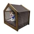 thumbnail image 1 of African Pet House, Horizontal Native Borders in Lively Colors Squares Zig Zag Stripes with Little Dots, Outdoor & Indoor Portable Dog Kennel with Pillow and Cover, 5 Sizes, Multicolor, by Ambesonne, 1 of 5