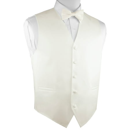 Tuxedo Vest White Satin - Italian Design, Men's Tuxedo Vest, Bow-tie - Ivory