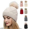 thumbnail image 5 of WREESH Women's Fashion Wool Beanie Cold Protection Warm Hat, Thickened All-Match Hat With Pompom Gray, 5 of 5