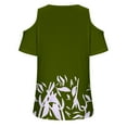 thumbnail image 4 of ALLLIST Women's Tops V-Neck Short Sleeve Green Graphic Casual Cold Shoulder T-Shirts Women Blouses, 4 of 4
