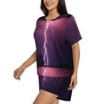thumbnail image 2 of Wukai Thunderstorm Violet Purple Women's Pajama Set,Short-Sleeve Top and Shorts with Elastic Waistband and Pockets for Loungewear, Yoga, and Casual Wear-Small, 2 of 8