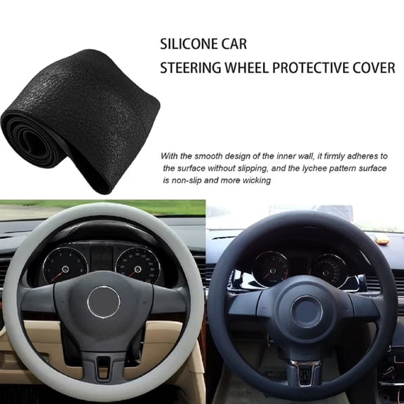 Silicone Car Steering Wheel Cover Protector Wrap Anti Slip Interior Vehicle Accessory Grip